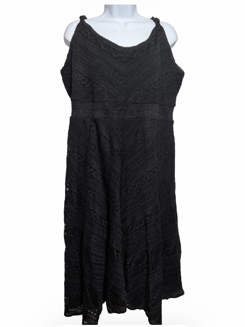 Torrid Fully Lace Black Midi Dress Plus Size 3X Boho Whimsy Goth Dressy Grunge
